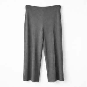 Ann Taylor Petite Cropped Wide Leg Pull-On Pants Gray Knit Stretch 8P